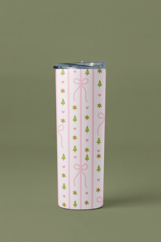 Pink Ribbon Christmas Tumbler