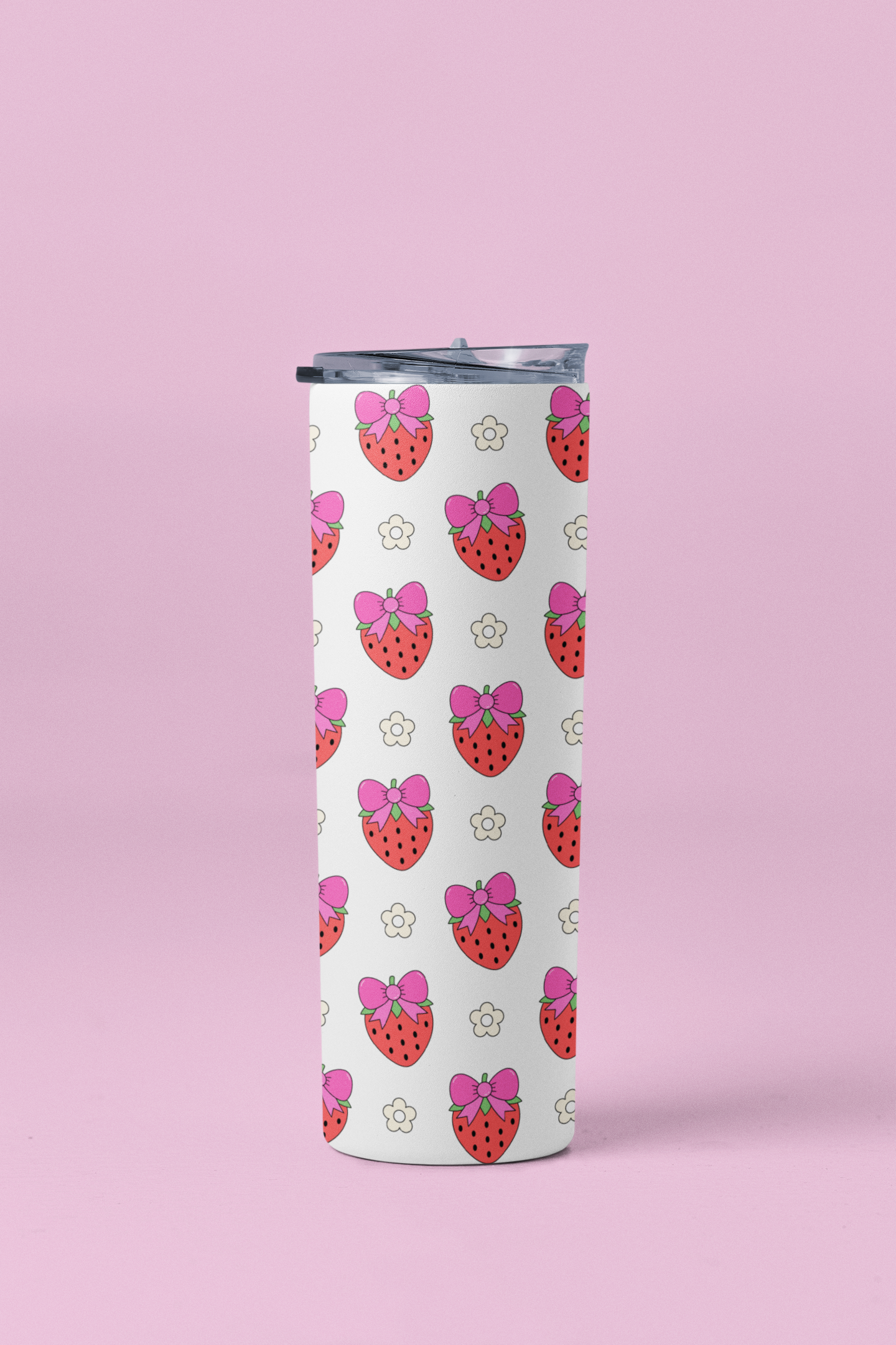 Cutesy Strawberry Bow Tumbler