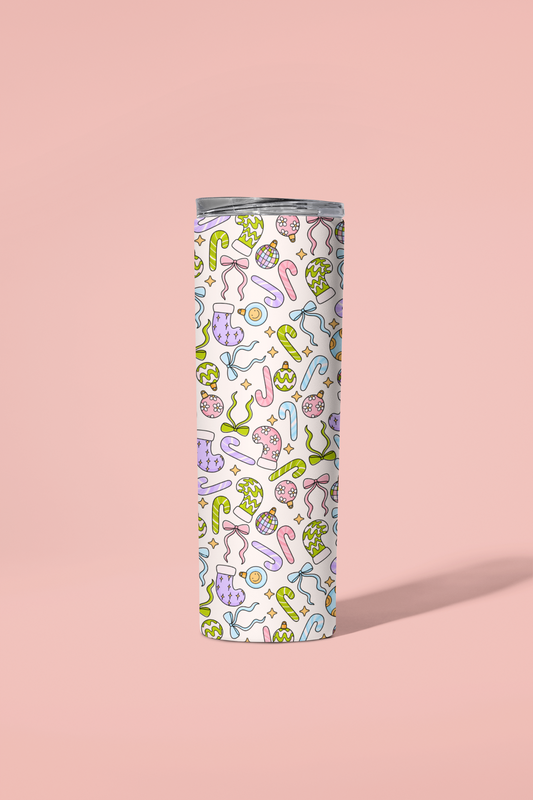 Pastel Groovy Christmas Tumbler or Flask