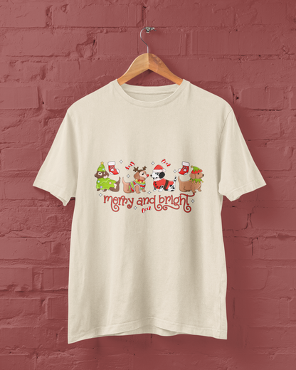 Merry & Bright Christmas Pups Graphic Top