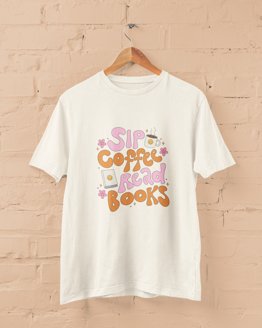 Sip Coffee Read Book Graphic Top