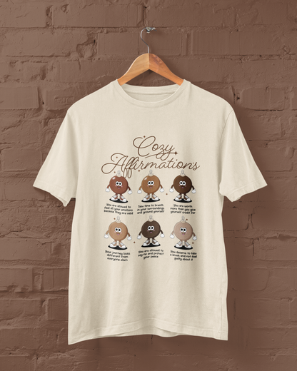 Cozy Affirmation Retro Ornaments Character Graphic Top