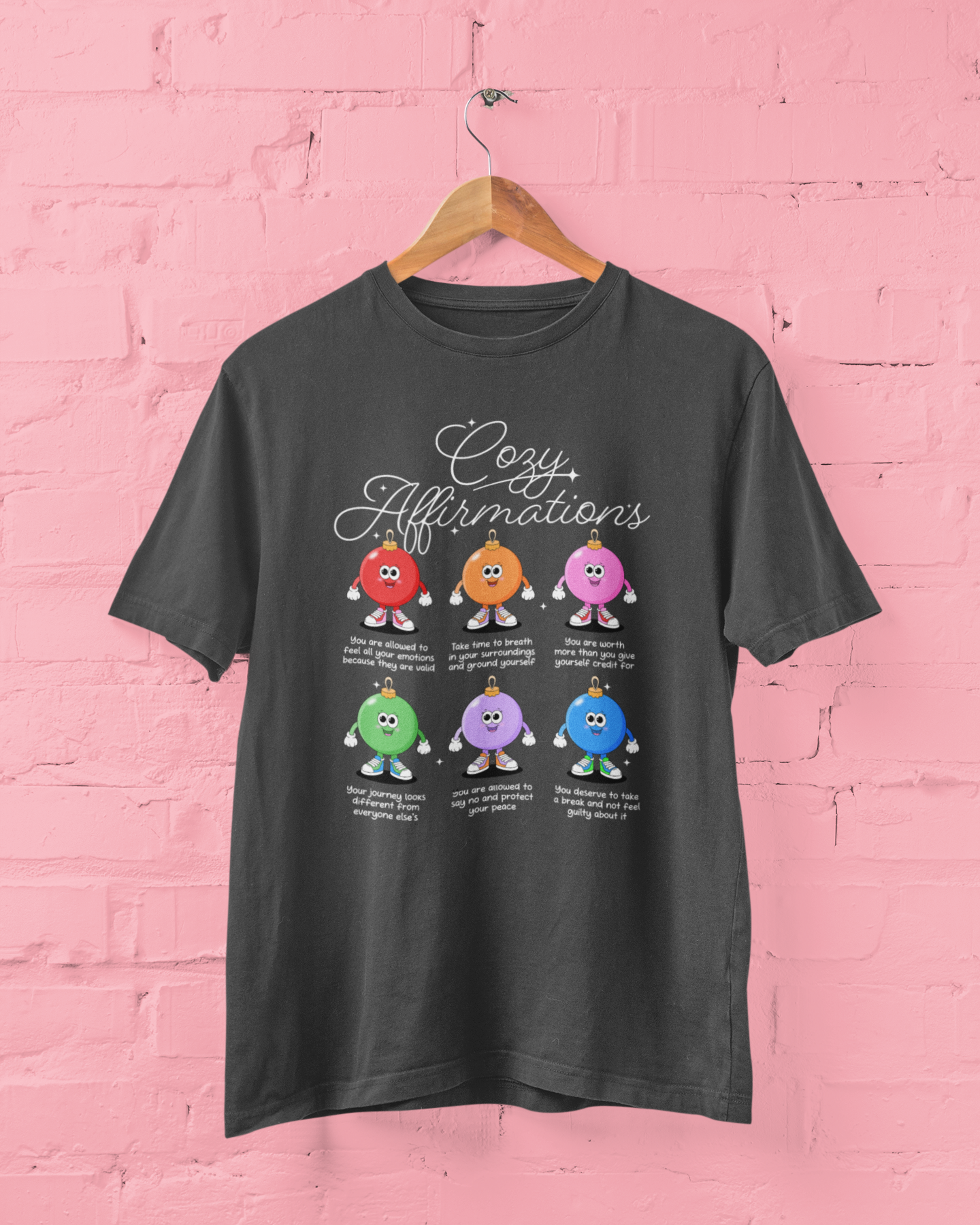 Cozy Affirmation Retro Ornaments Character Graphic Top