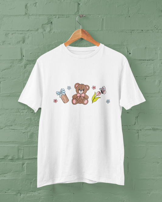 Teddy Bear Tulip Coffee Graphic Top