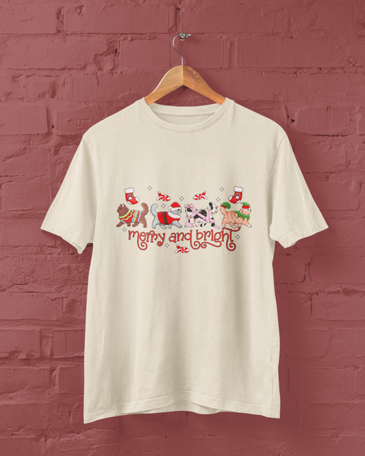 Merry & Bright Christmas Kittens Graphic Top