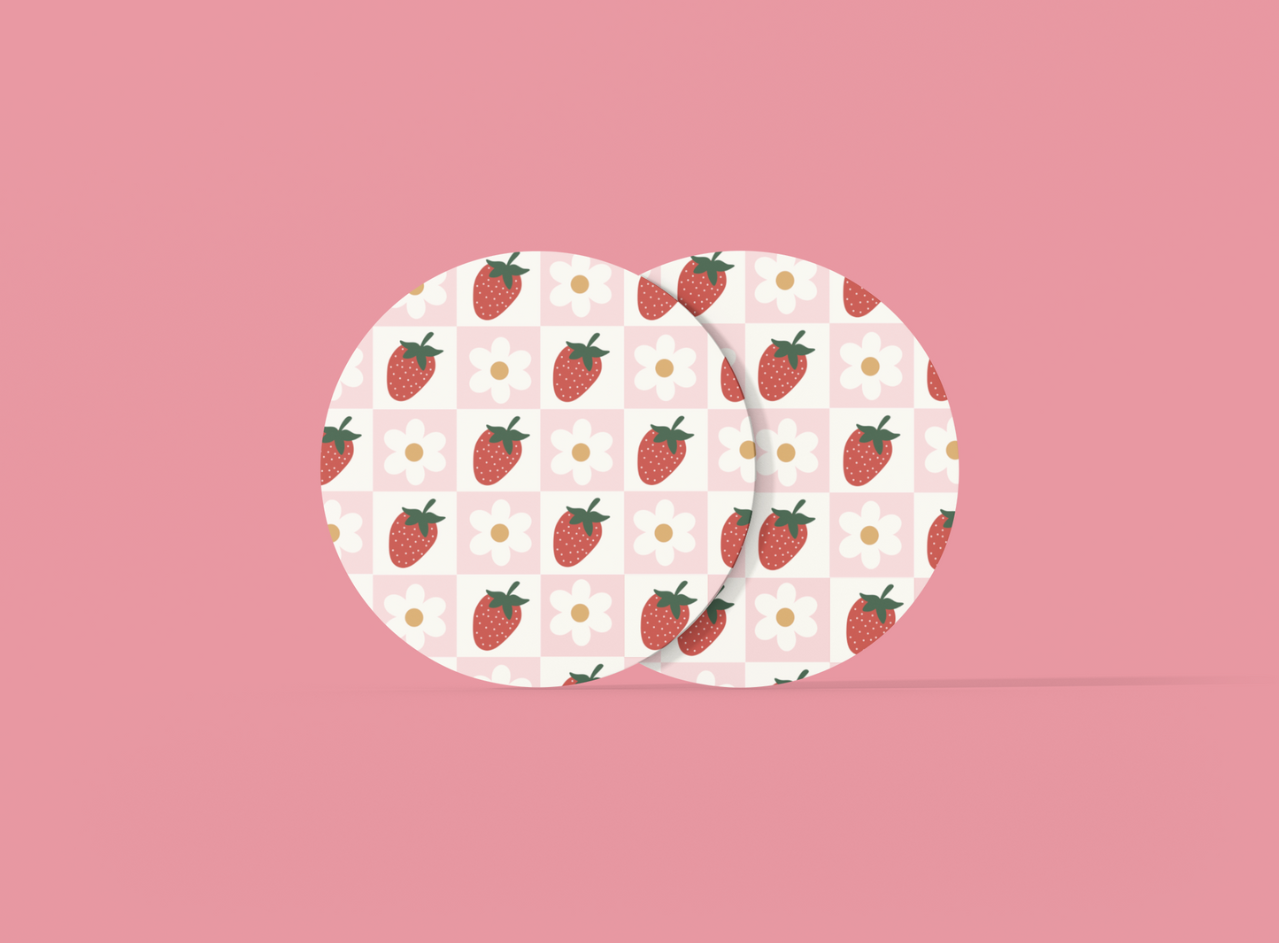 Strawberry Daisies | Set of 2 | Coasters