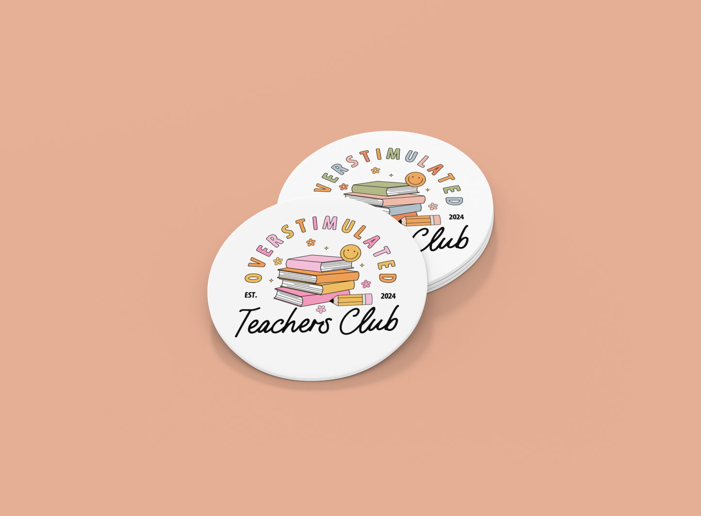 Overstimulated Teachers Club | Set of 2 | Coasters