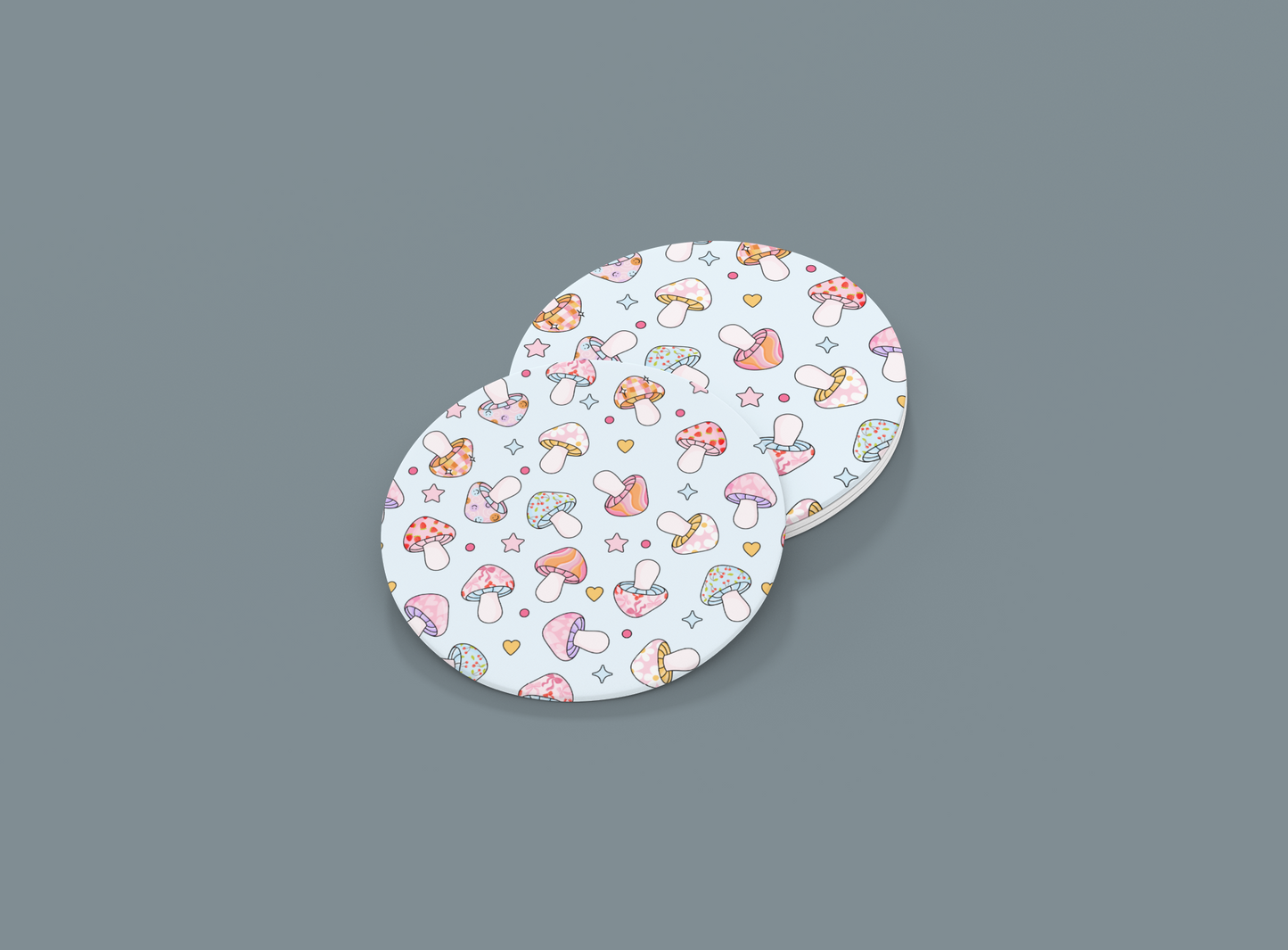 Pastel Pattern Mushroom | Set of 2 | Coasters