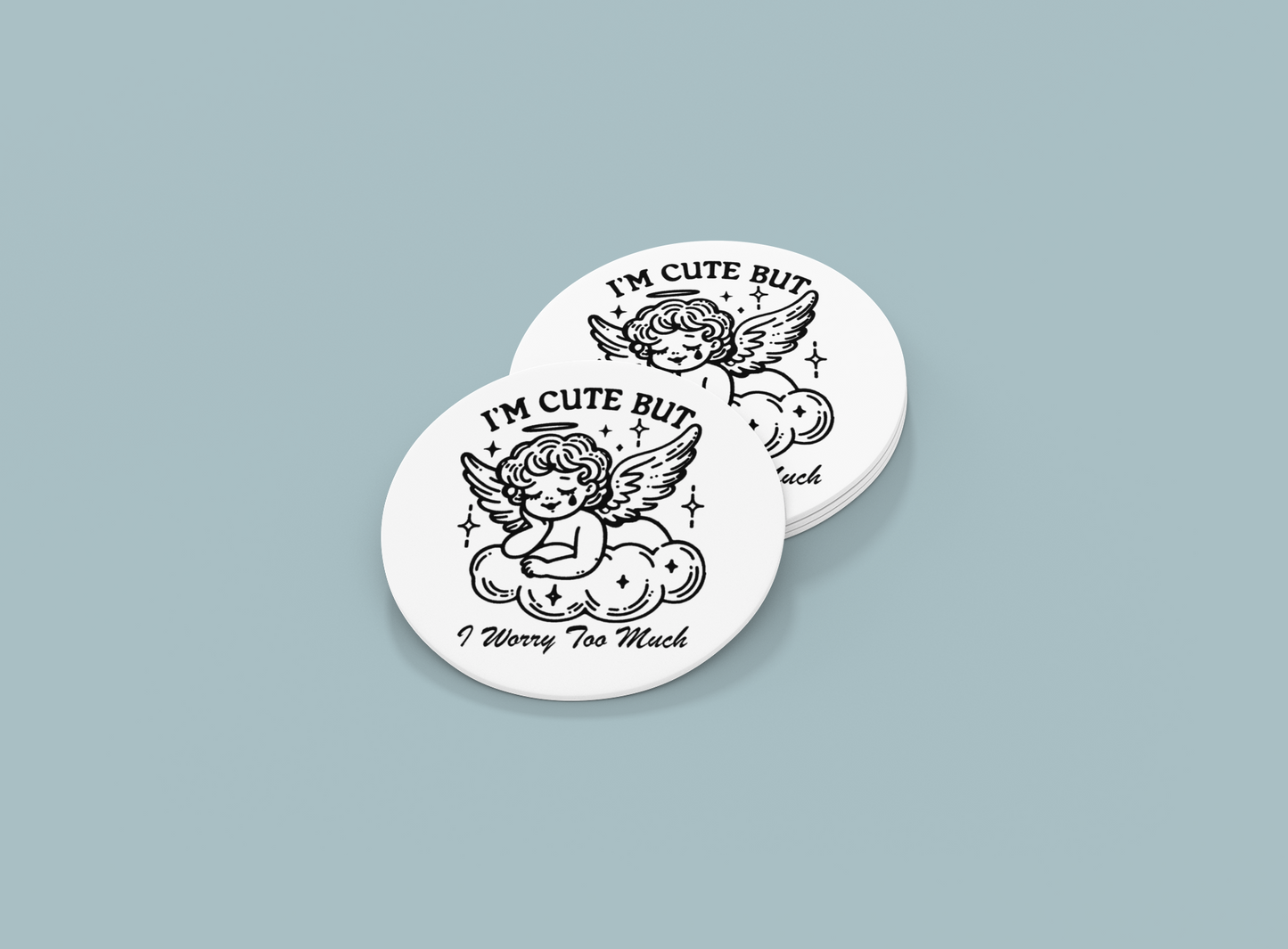 Im Cute But I Worry Too Much | Set of 2 | Coasters