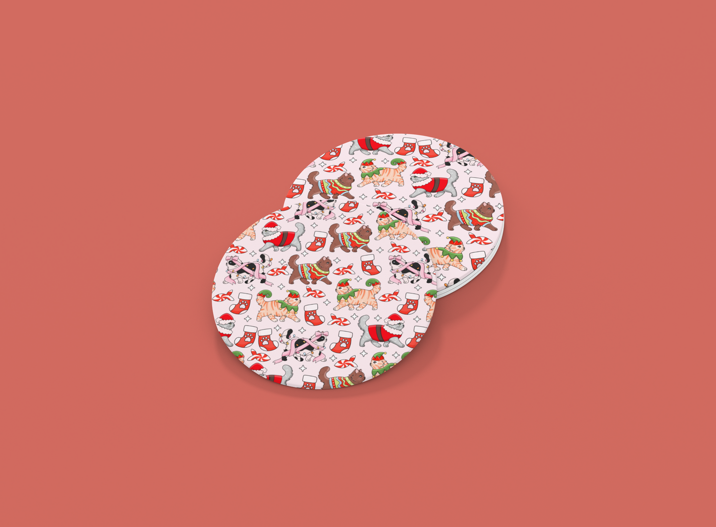 Christmas Kittens | Set of 2 | Coasters