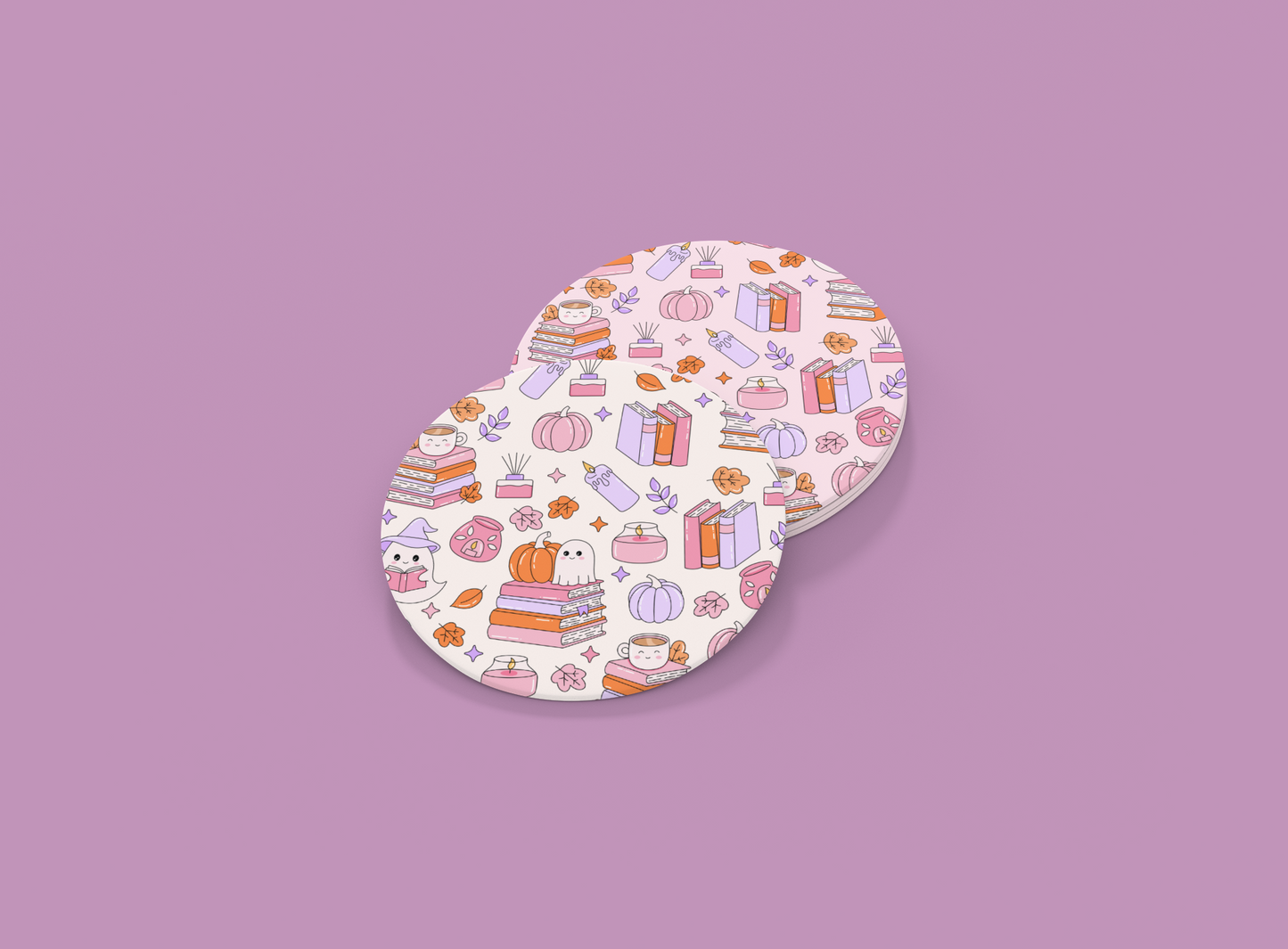 Cutesy Bookish Fall | Set of 2 | Coasters