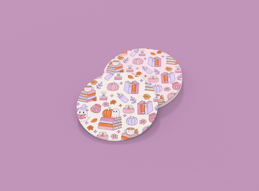 Cutesy Bookish Fall | Set of 2 | Coasters