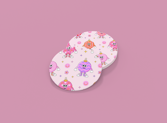 Retro Character Patterned Ornaments | Set of 2 | Coasters