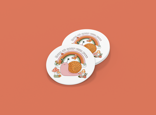 Move At Your Own Pace | Snail Mushroom | Set of 2 | Coasters