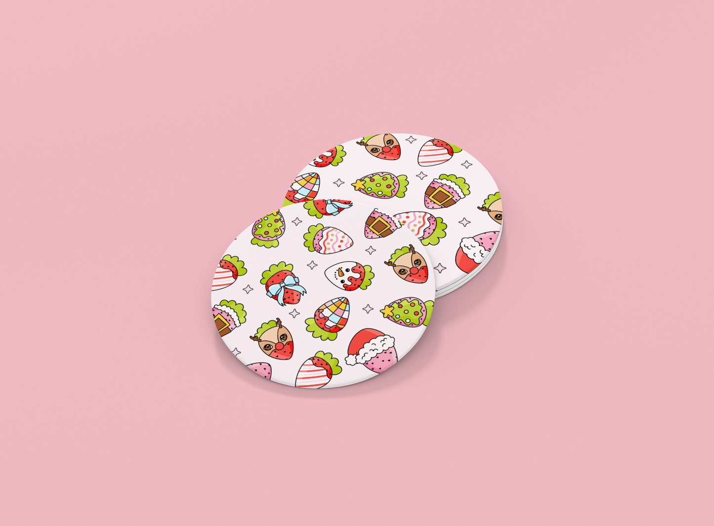 Christmas Strawberries | Set of 2 | Coasters