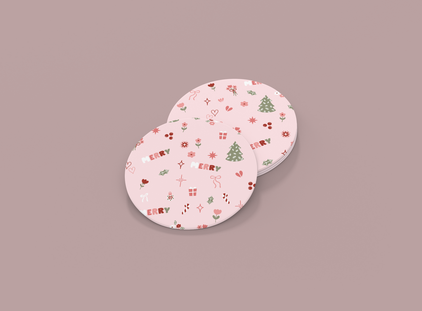 Merry & Bows | Set of 2 | Coasters