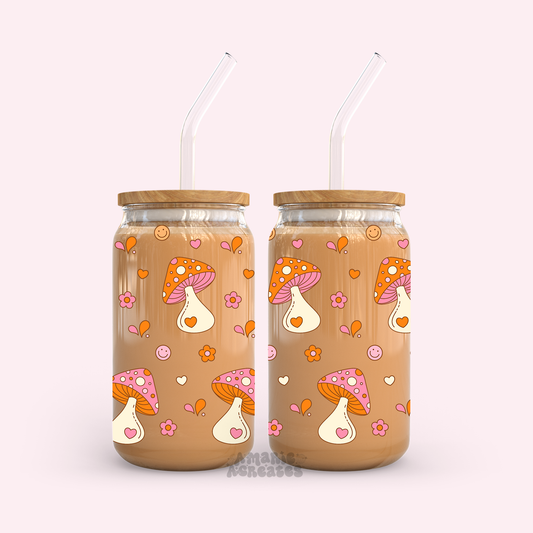 Mushroom Confetti Glass Cup