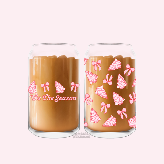 Pink Christmas Cookies Glass Cup
