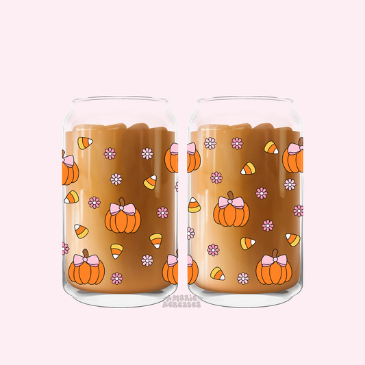 Pumpkin Candycorn Glass Cup