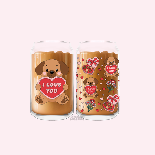 Puppy I Love You Glass Cup