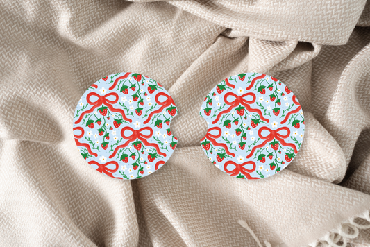 Red Bow & Berries Car Coaster