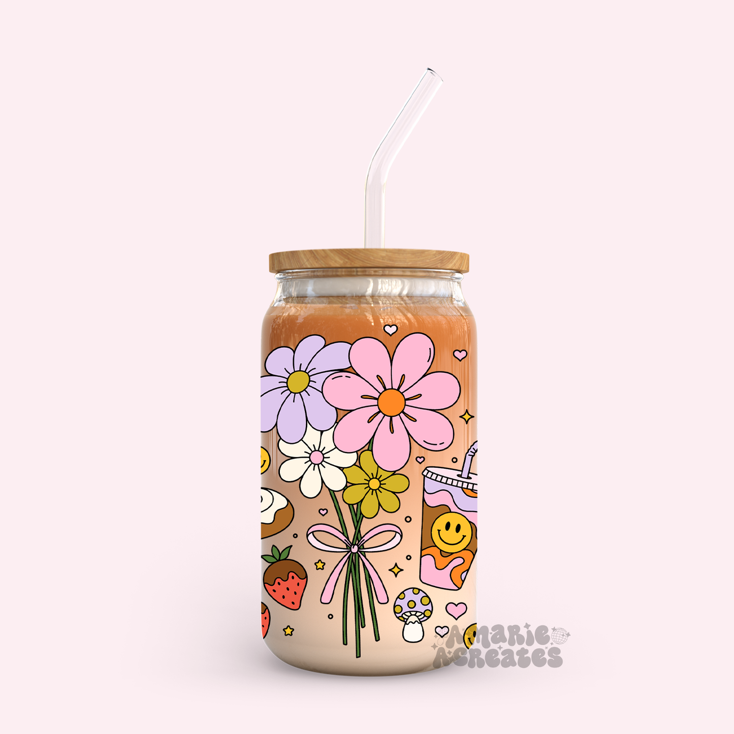 Retro Bouquet Glass Cup