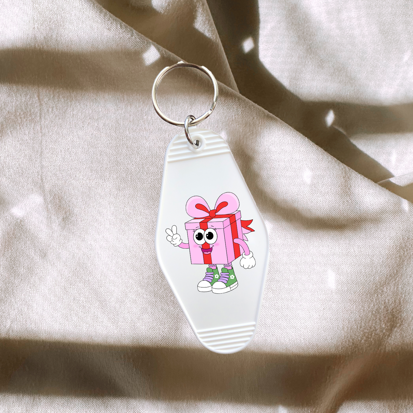 Retro Christmas Present Character Keychain