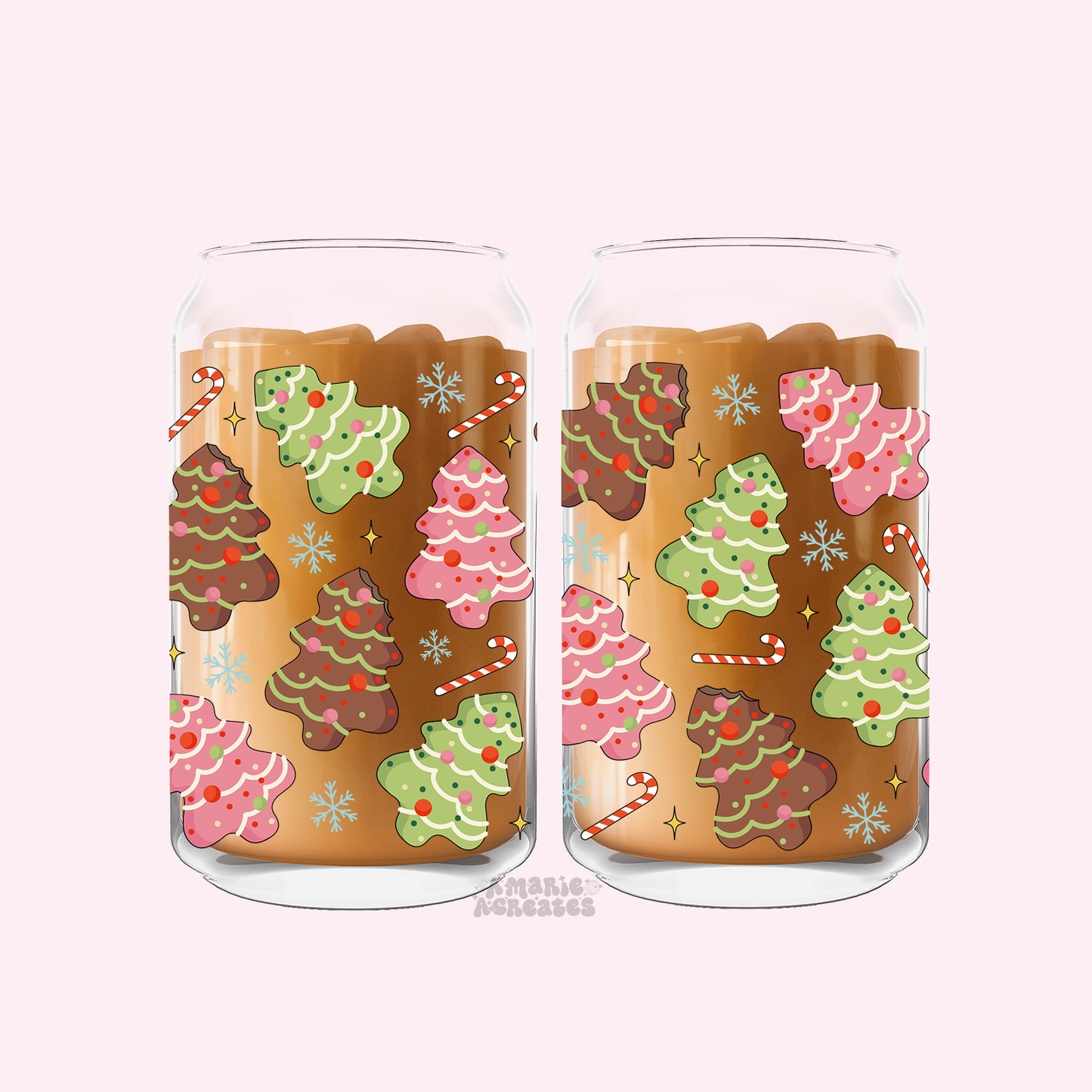 Retro Christmas Tree Cookies Glass Cup