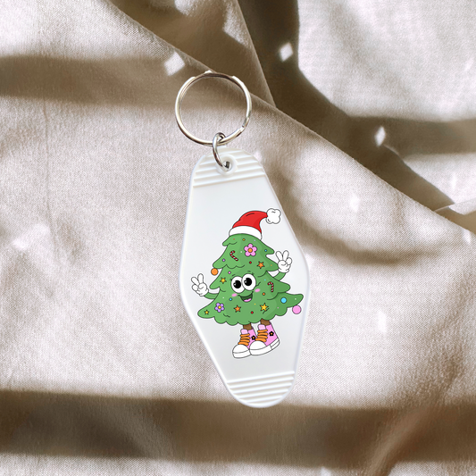 Retro Christmas Tree Character Keychain