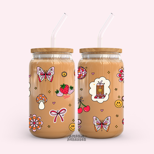 Retro Doodles Glass Cup