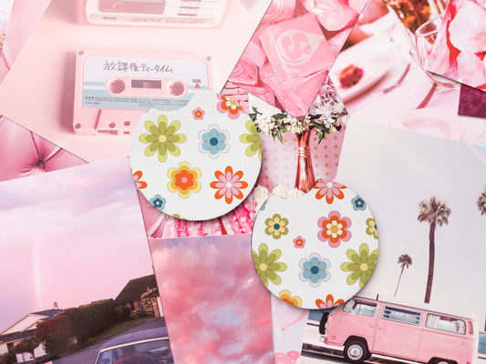 Retro Flowers Car Coaster