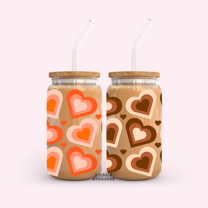 Retro Hearts Glass Cup