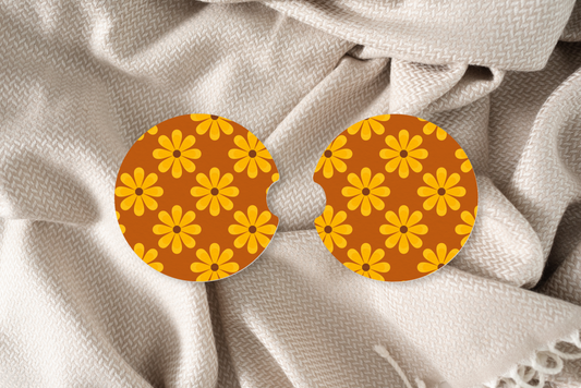 Retro Fall Sunflower Car Coaster