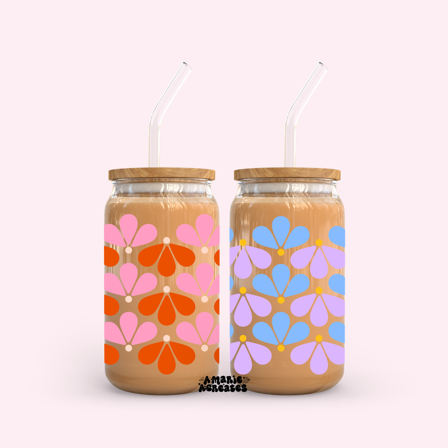 Retro Wallpaper Half Flower Glass Cup