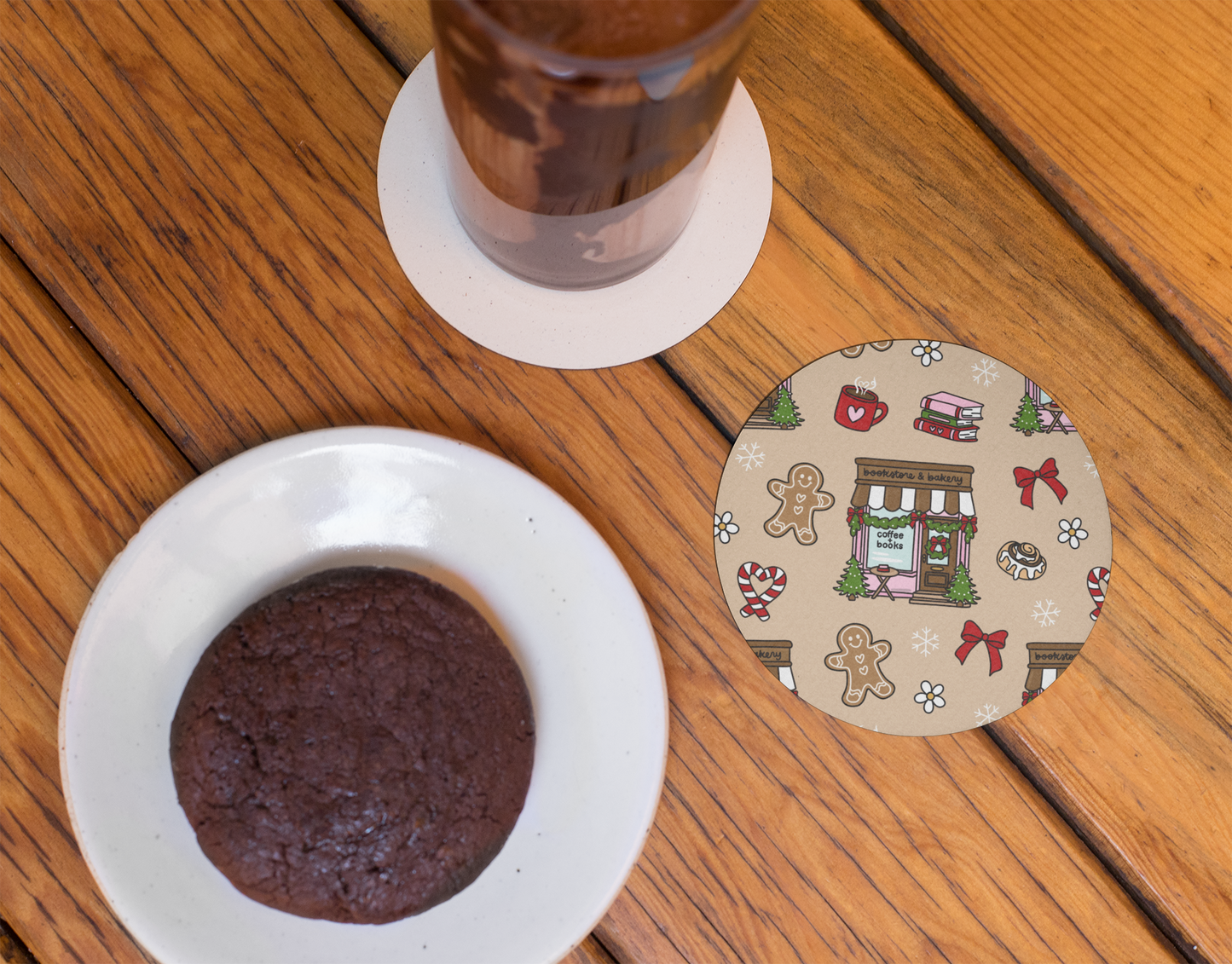 Holiday Romance Bookstore | Set of 2 | Coasters