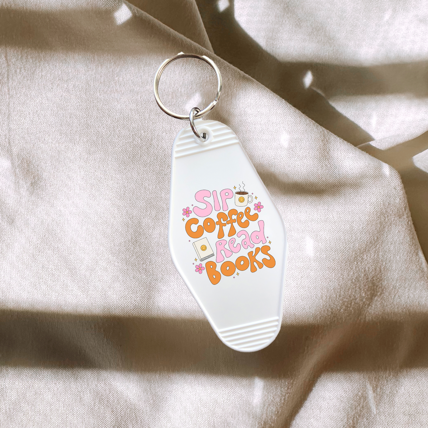 Sip Coffee Read Books Keychain