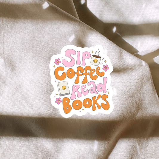 Sip Coffee Read Books Sticker