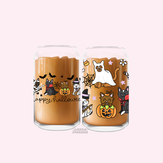 Spooky Cats Glass Cup
