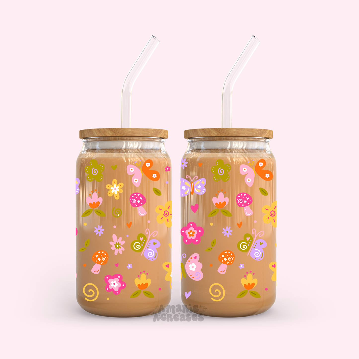 Spring Doodles Glass Cup