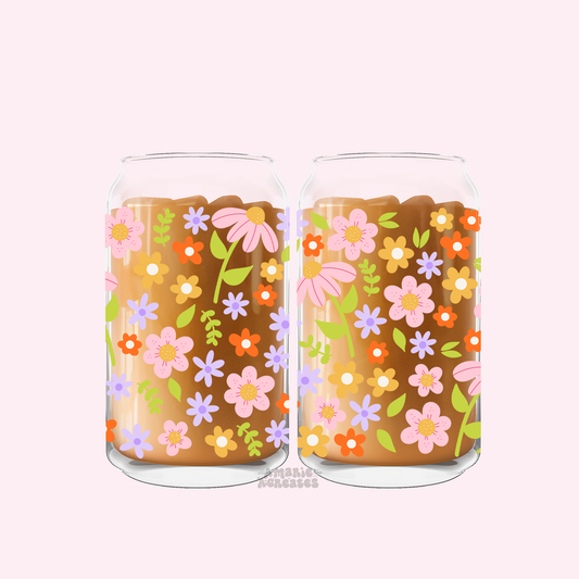 Spring Pastel Flowers Glass Cup