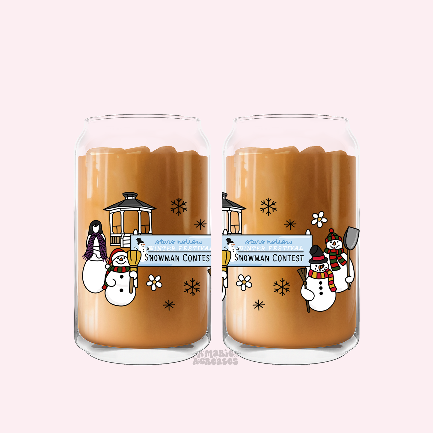 Stars Hollow Snowman Contest Glass Cup