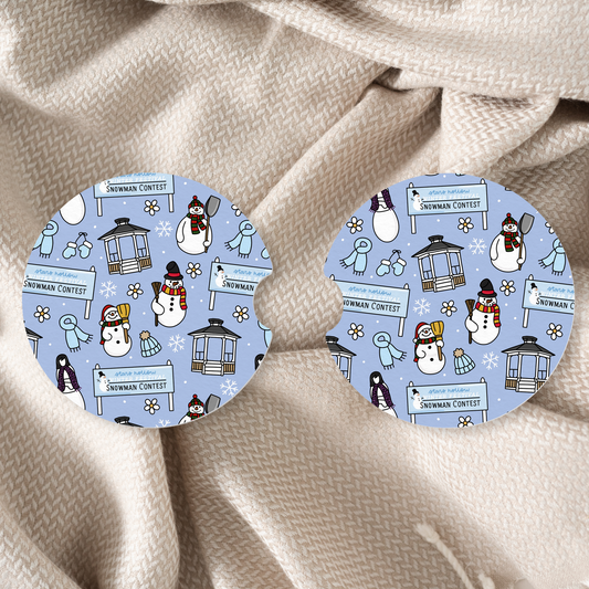 Stars Hollow Snowman Contest Car Coaster