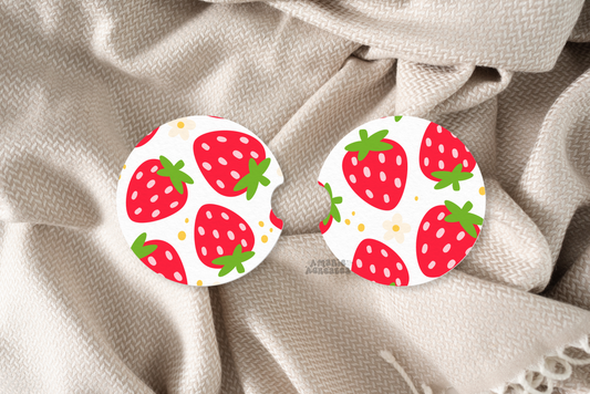 Strawberries Car Coasters