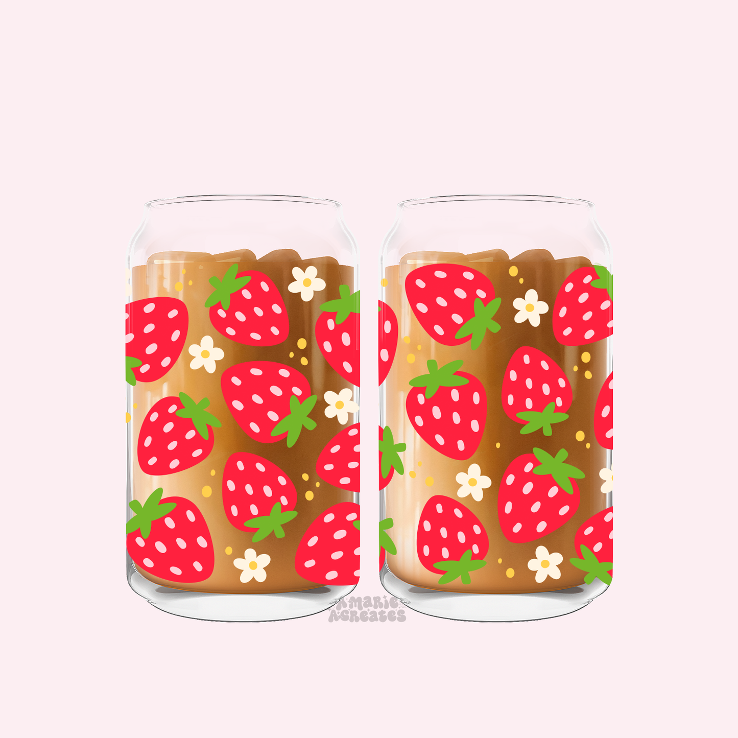 Strawberries Glass Cup