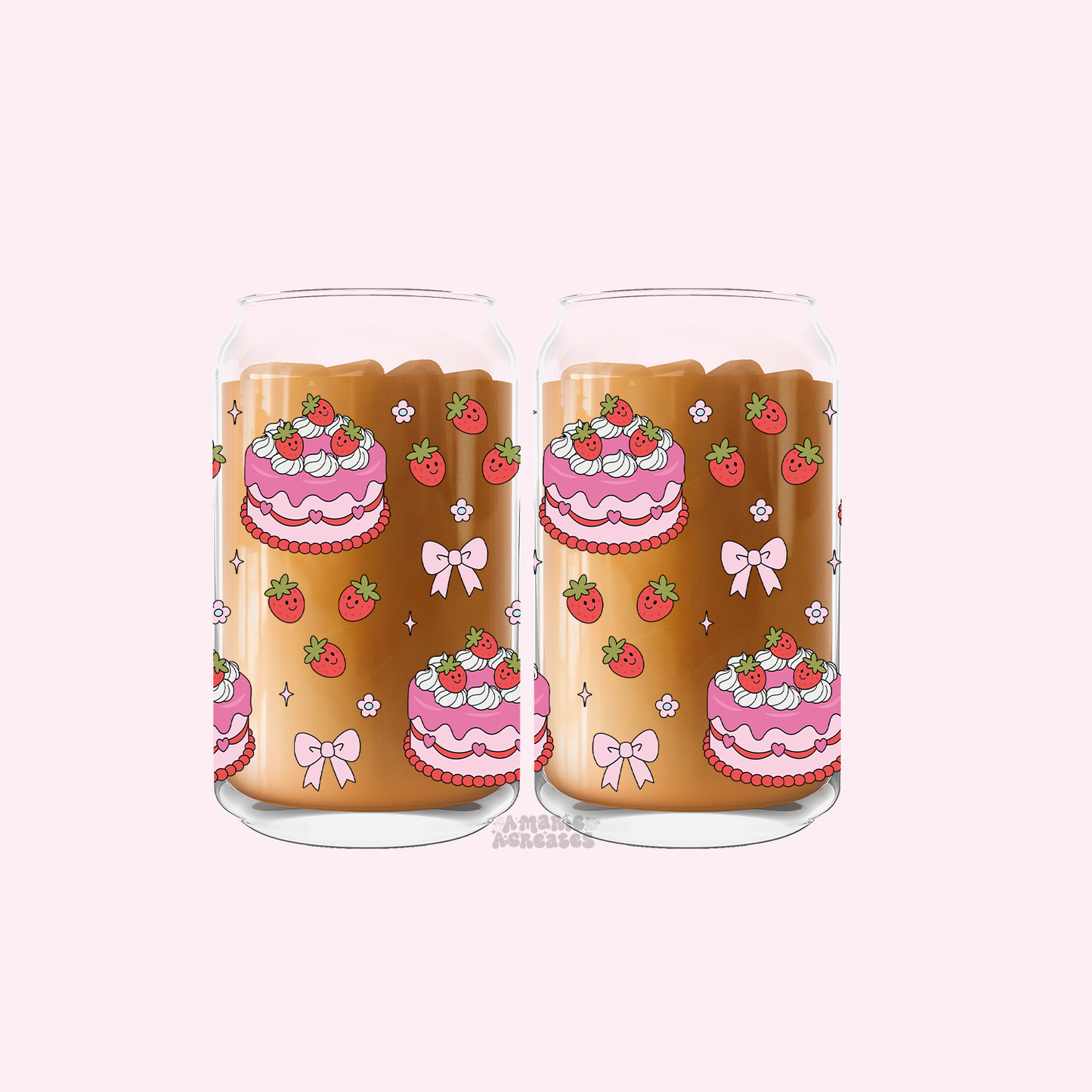 Strawberry Cake Glass Cup
