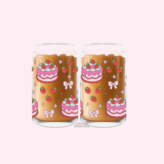 Strawberry Cake Glass Cup