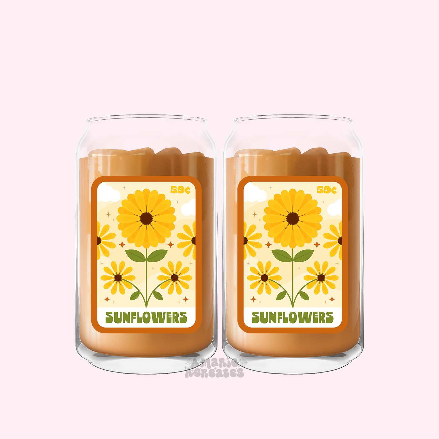 Sunflowers Tarot Card Glass Cup