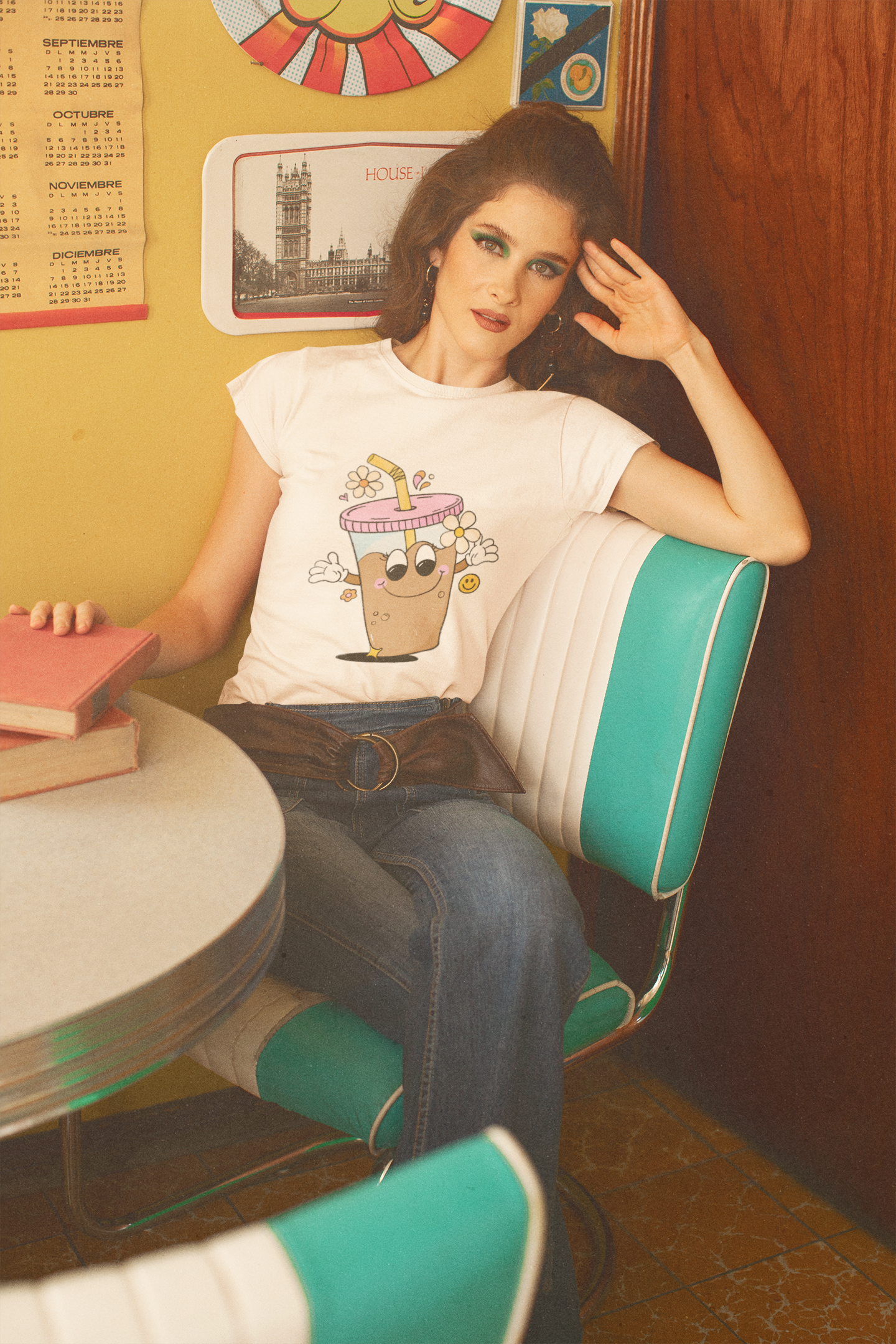 Retro Iced Coffee Character Graphic Top