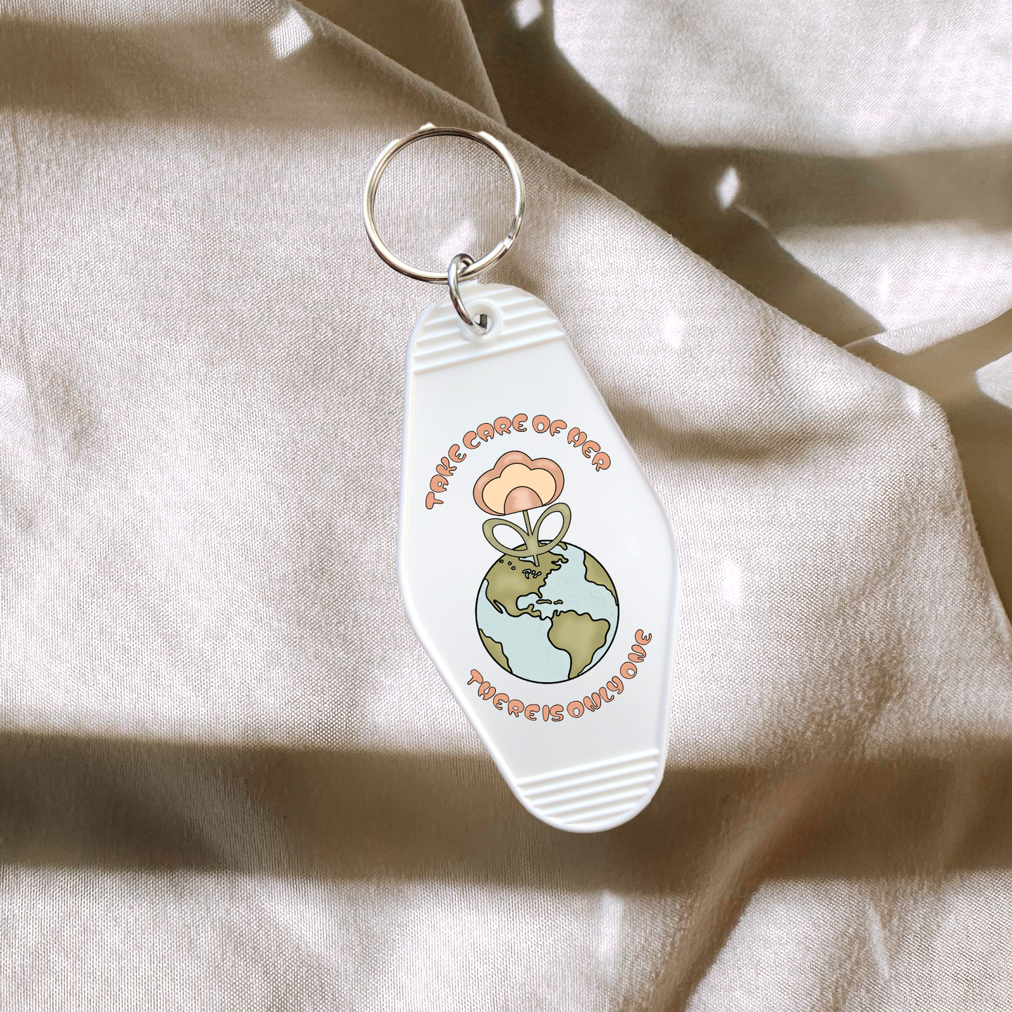 Take Care Of Her Earth Keychain