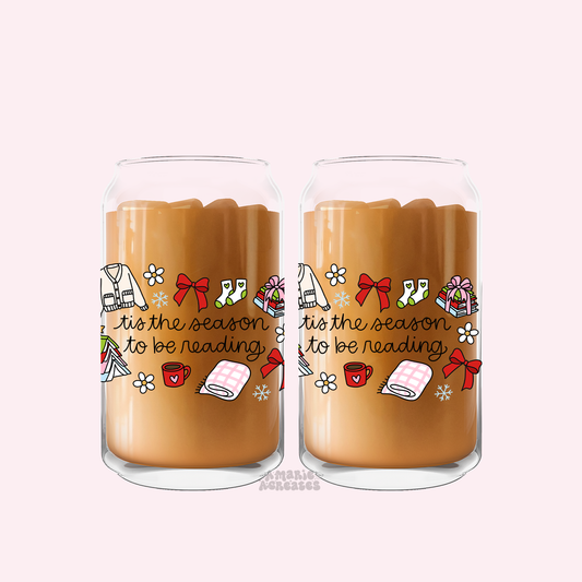 Tis The Season To Be Reading Glass Cup